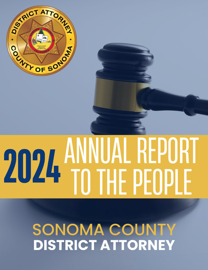 2024 Annual report to the people banner, with the Sonoma County DA seal and a gavel in the background