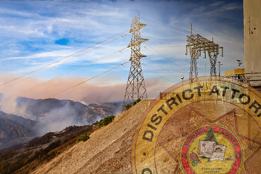 PG&E pylon on a hill during the 2019 Kincade fire